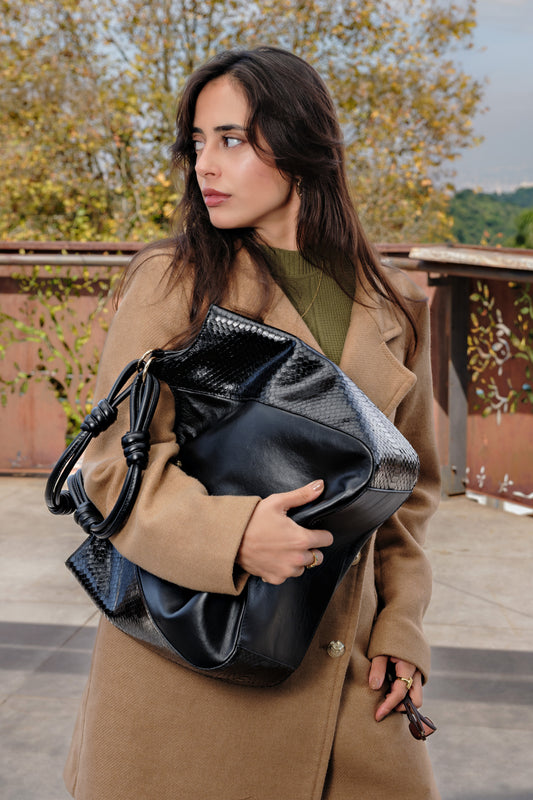 BOLSA MAGNÓLIA COBRA PRETA