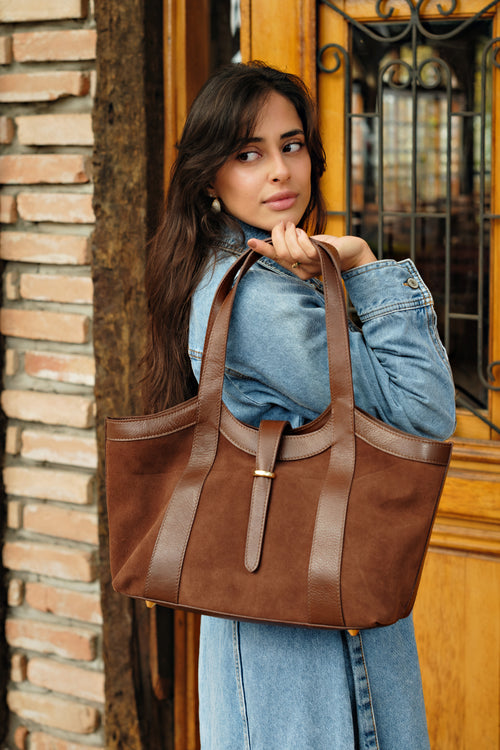 BOLSA HAZEL CAMURÇA CACAU - Mirol