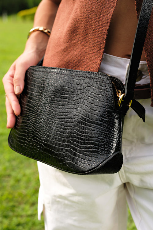BOLSA LILI PRETO CROCO - Mirol