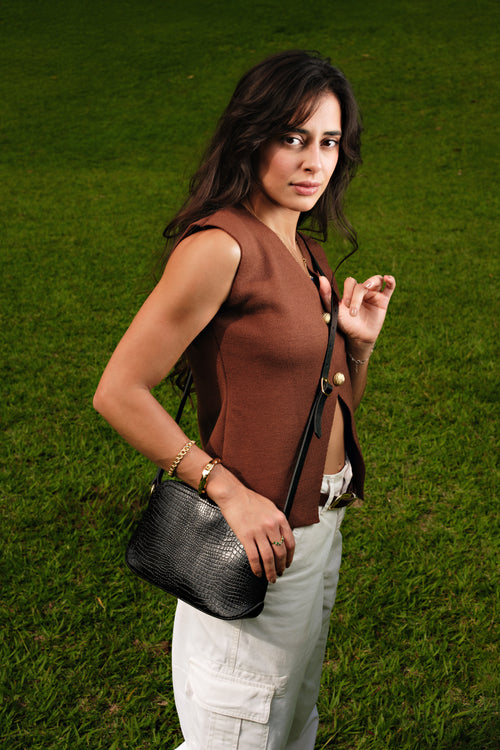 BOLSA LILI PRETO CROCO - Mirol