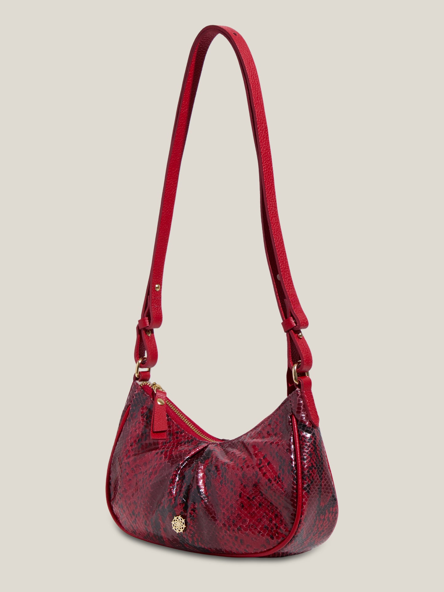 BOLSA PEÔNIA SNAKE VERMELHA