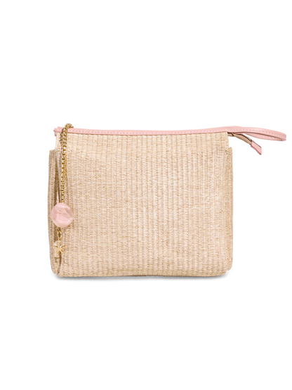 NECESSAIRE RÁFIA QUARTZO ROSA