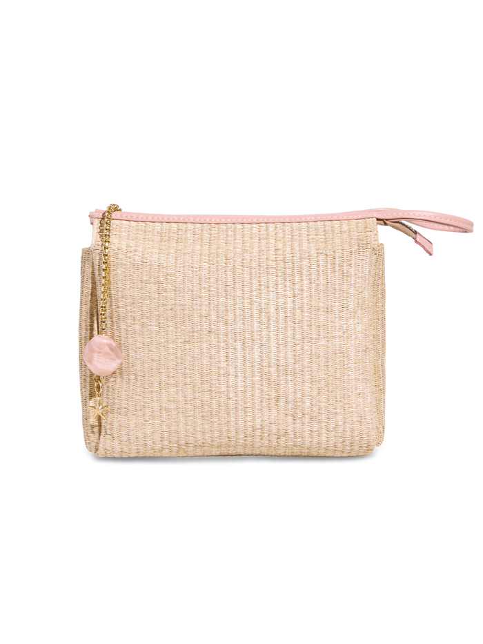 NECESSAIRE RÁFIA QUARTZO ROSA - Mirol